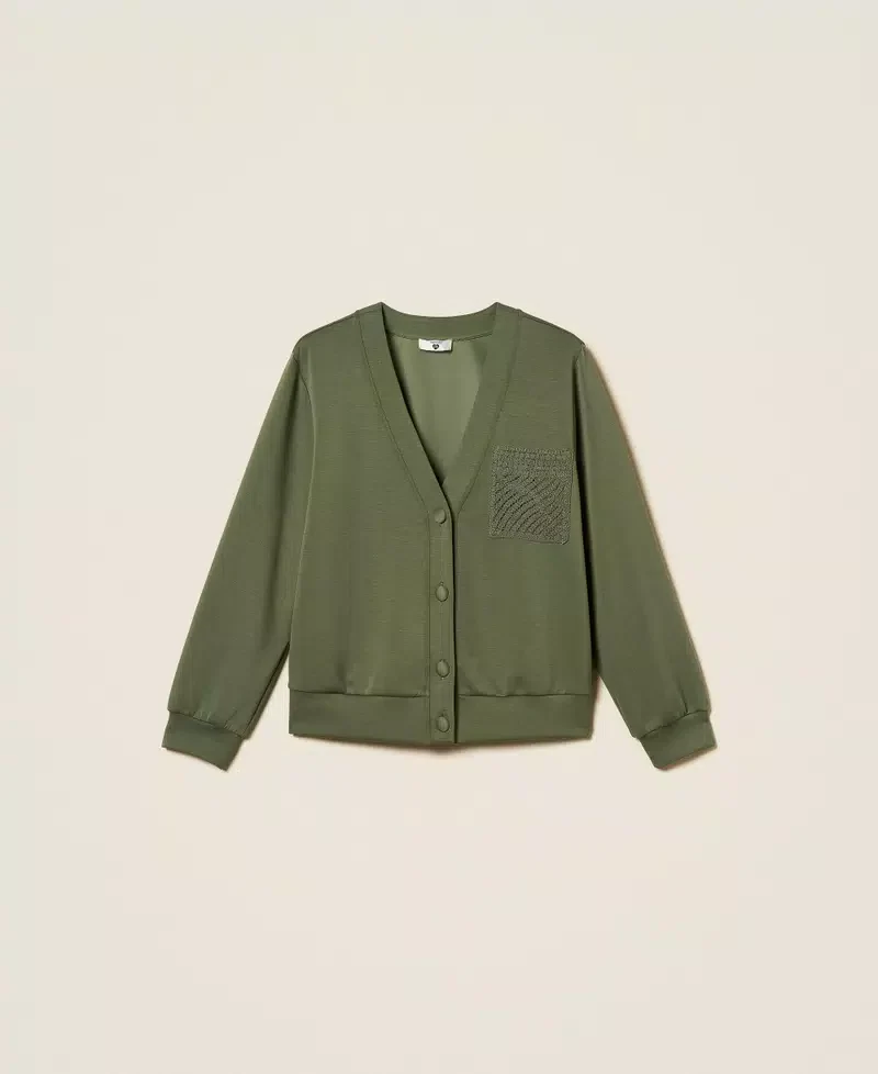 Cardigan in tessuto scuba con crochet Twinset - immagine 3