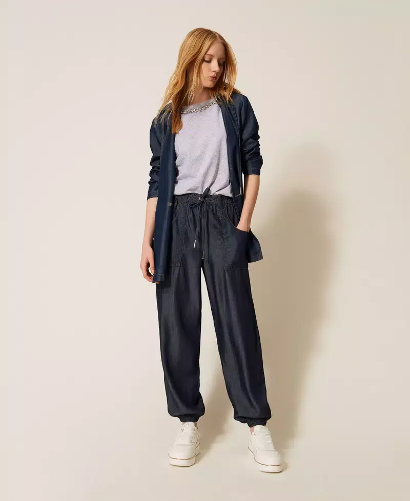Pantaloni joggers in chambray TWINSET - immagine 2