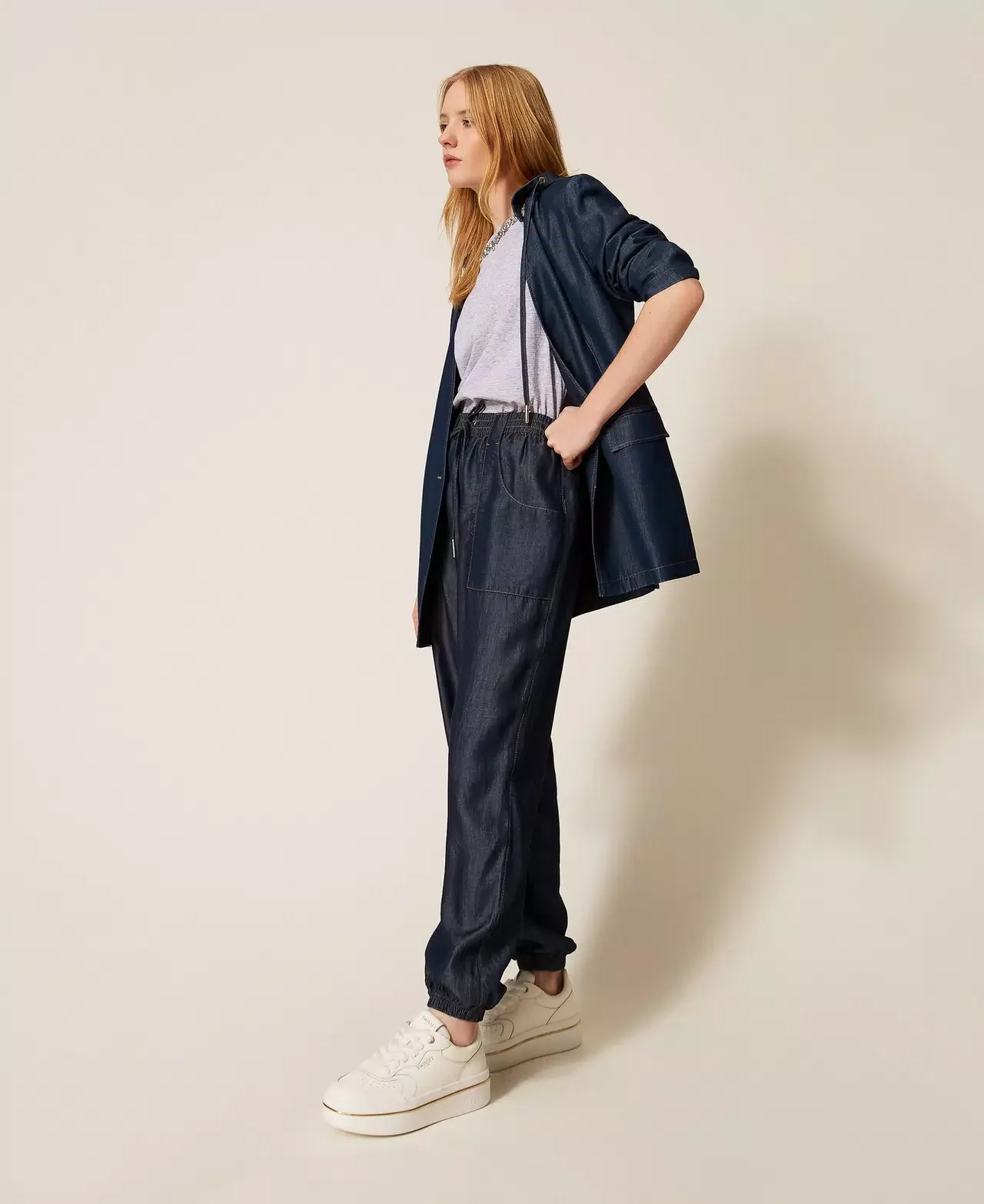 Pantaloni joggers in chambray TWINSET - immagine 4