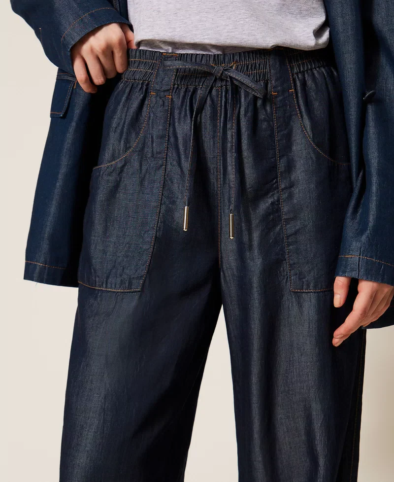 Pantaloni joggers in chambray TWINSET - immagine 5
