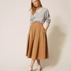 Gonna longuette in taffetà con pieghe TWINSET