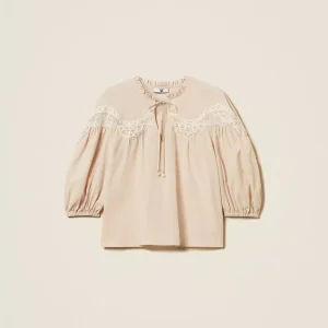 Blusa in mussola con macramè Twinset