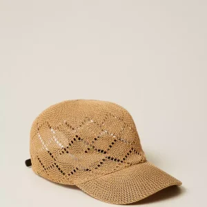 Cappello da baseball in rafia crochet Twinset
