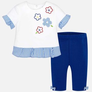 Completo MAYORAL per bambina bianco e bluette