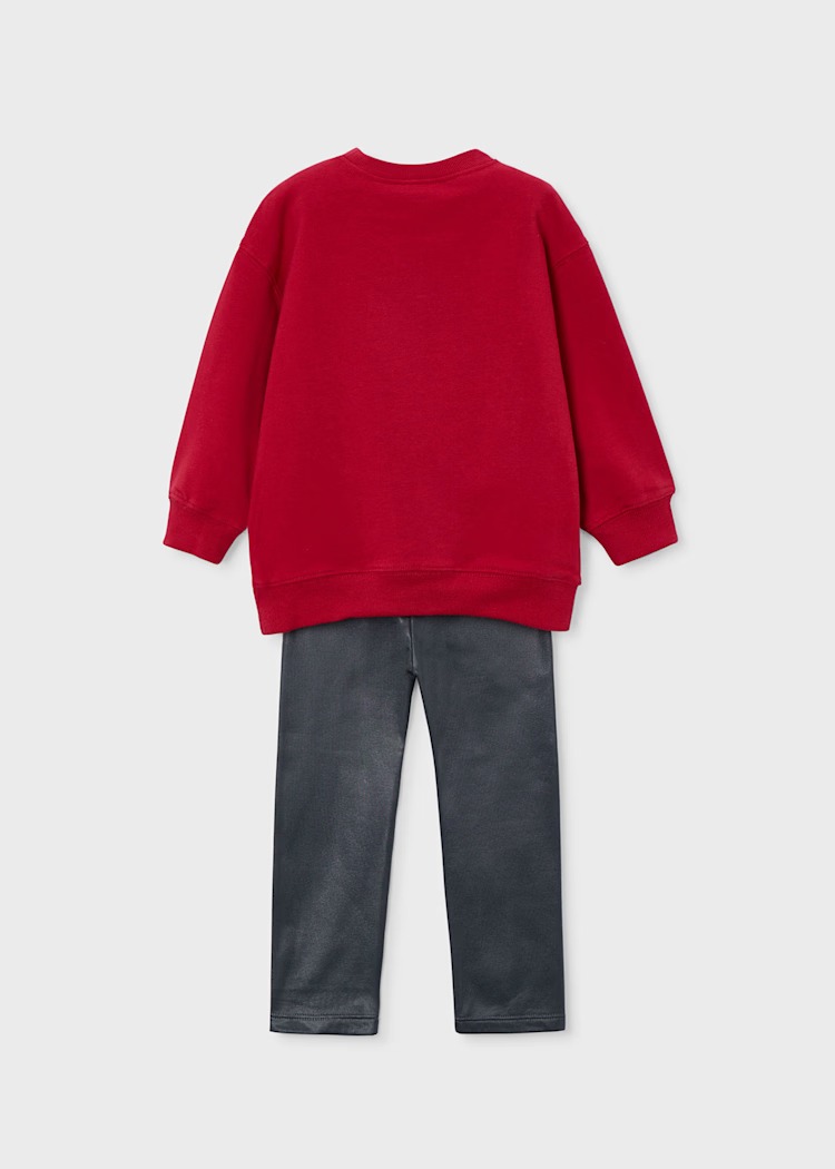 Completo 2 pezzi MAYORAL invernale con miniabito con orsetto e legging in ecopelle - immagine 4