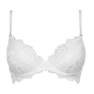 LORMAR Reggiseno Balconcino Prestige in Pizzo con Coppe C Push-Up Invisibili in Gel e Spalline Staccabili