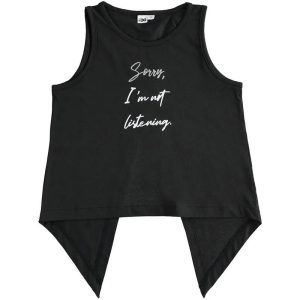 Canotta estiva IDO per ragazza color nero con stampa centrale