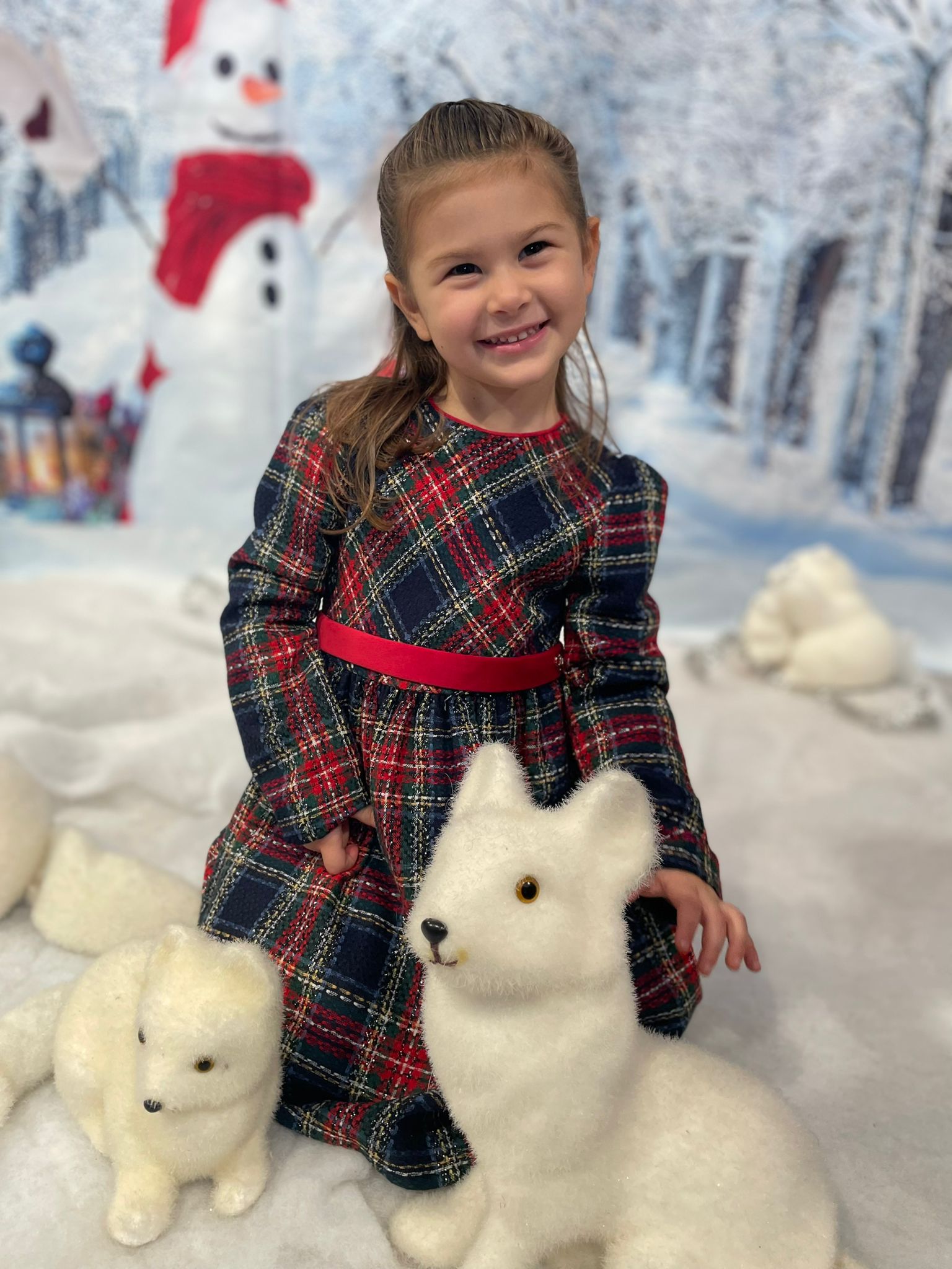 Abito invernale MAYORAL per bambina in fantasia scozzese con dettagli rossi – Natale - immagine 2