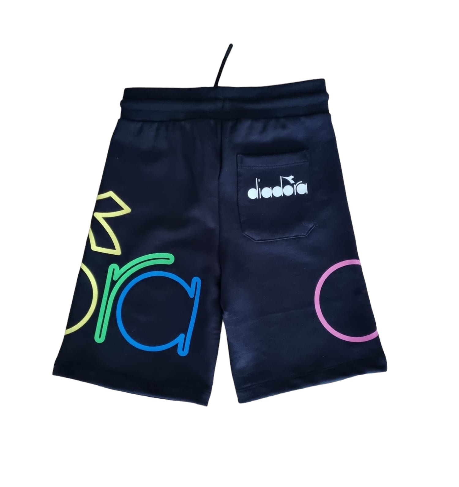 Pantaloncino bermuda DIADORA stile basket color nero con scritta DIADORA multicolor - immagine 4