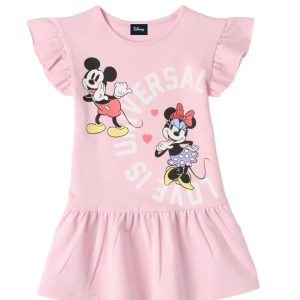 Abito IDO in cotone primaverile per bambina tema DISNEY color rosa con Minnie