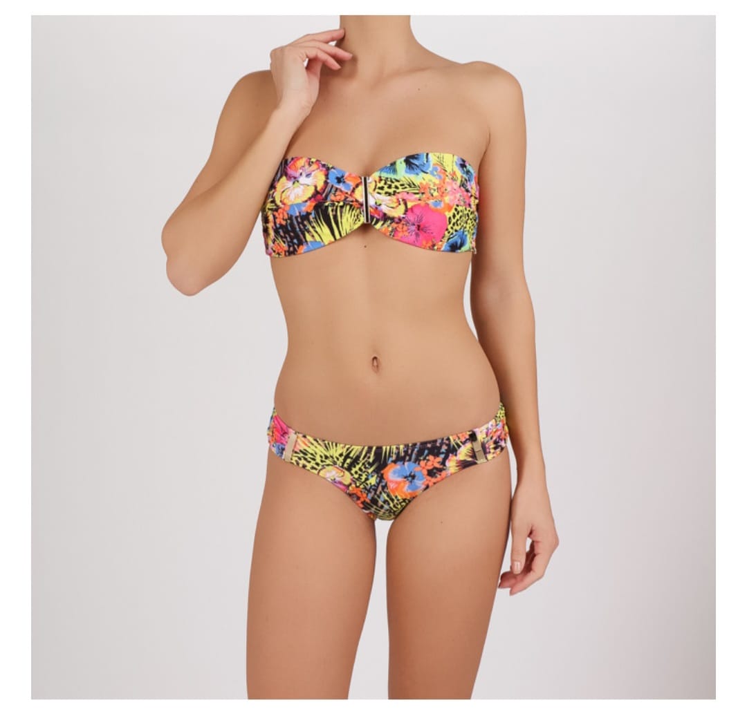 Costume donna GEORGES RECH, modello BIKINI a fascia morbida senza ferretto e fantasia floreale