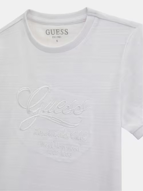 T-shirt GUESS per ragazzo color bianco tessuto fiammato e scritta GUESS ricamata bianca - immagine 3