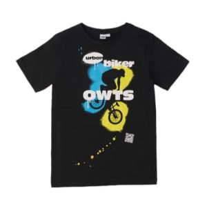 T-shirt IDO color nero con stampa biker centrale