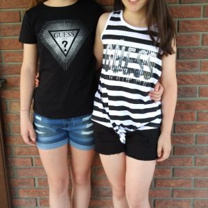 Canotta GUESS a righe bianca e nera