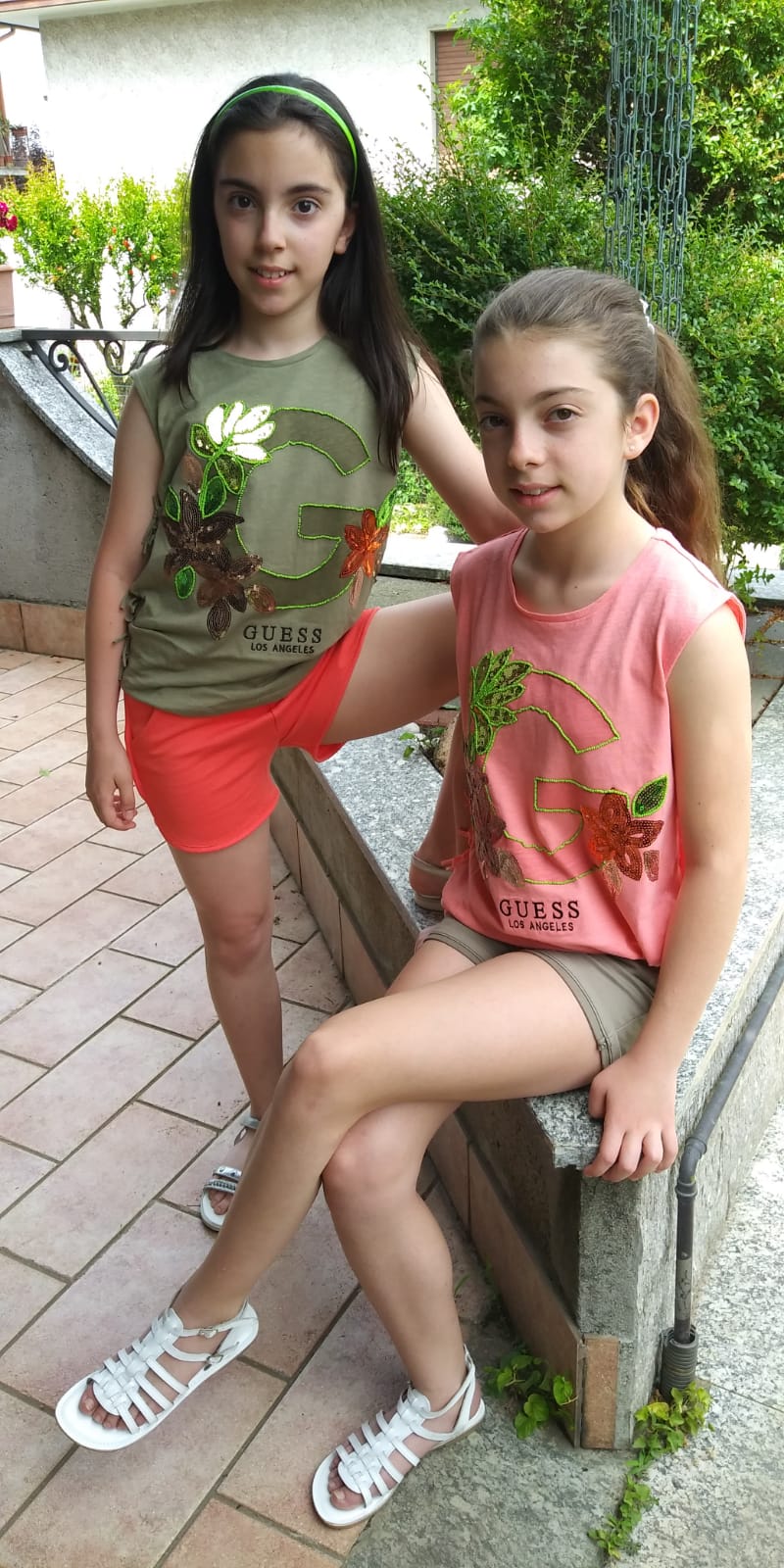 Canotta GUESS color arancio in cotone con perline e paillettes - immagine 5