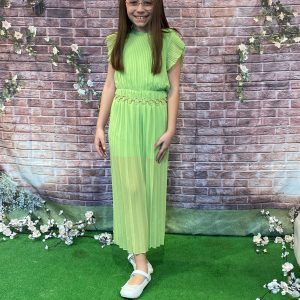 Tuta IDO per ragazza color azzurro con pantagonna in organza plissettata – cerimonia