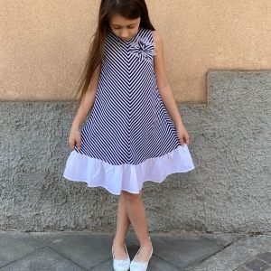 Abito  in chiffon CHICCO per bambina fantasia a righe bianche e blu