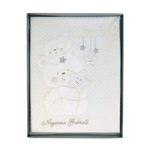 NAZARENO GABRIELLI Copertina neonato culla/carrozzina ricamo in Piquet estivo orsacchiotto