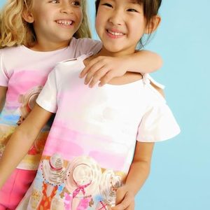 Abitino prendisole MAYORAL per bambina color bianca con stampa bimbette al tramonto