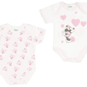 DISNEY Americano Neonato/a Mezza Manica in Cotone Caldo Minnie e Mickey Confezione 2 Pz