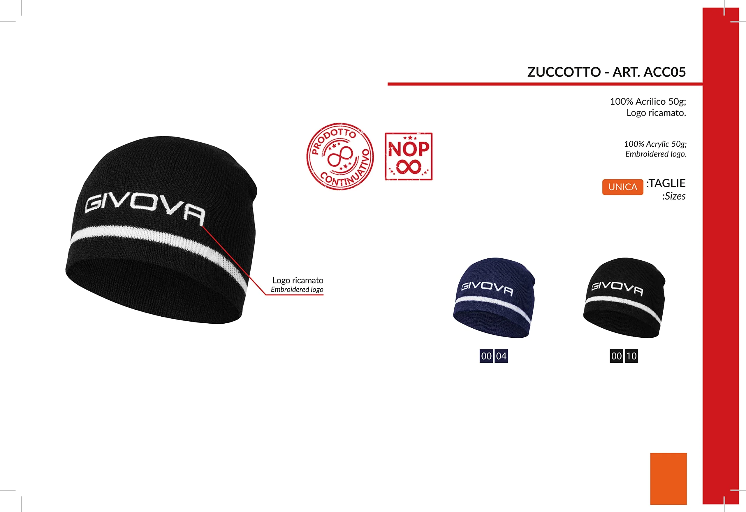 GIVOVA Cappello zuccotto sport con Logo Ricamato - immagine 8