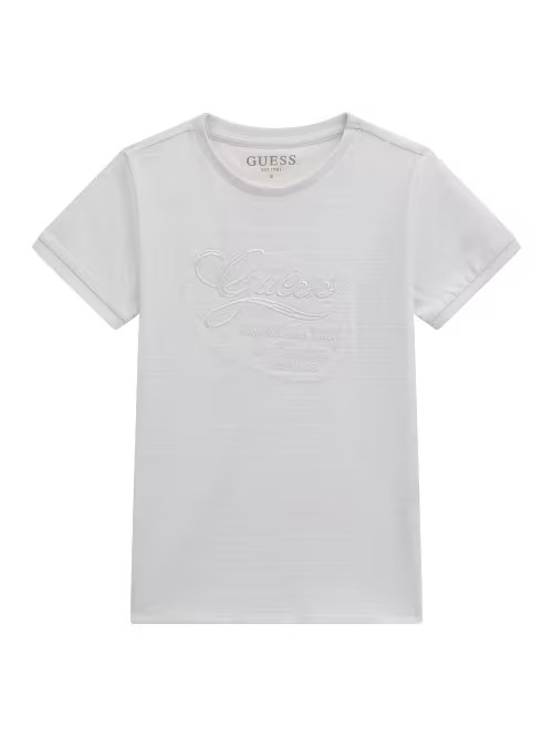 T-shirt GUESS per ragazzo color bianco tessuto fiammato e scritta GUESS ricamata bianca - immagine 4