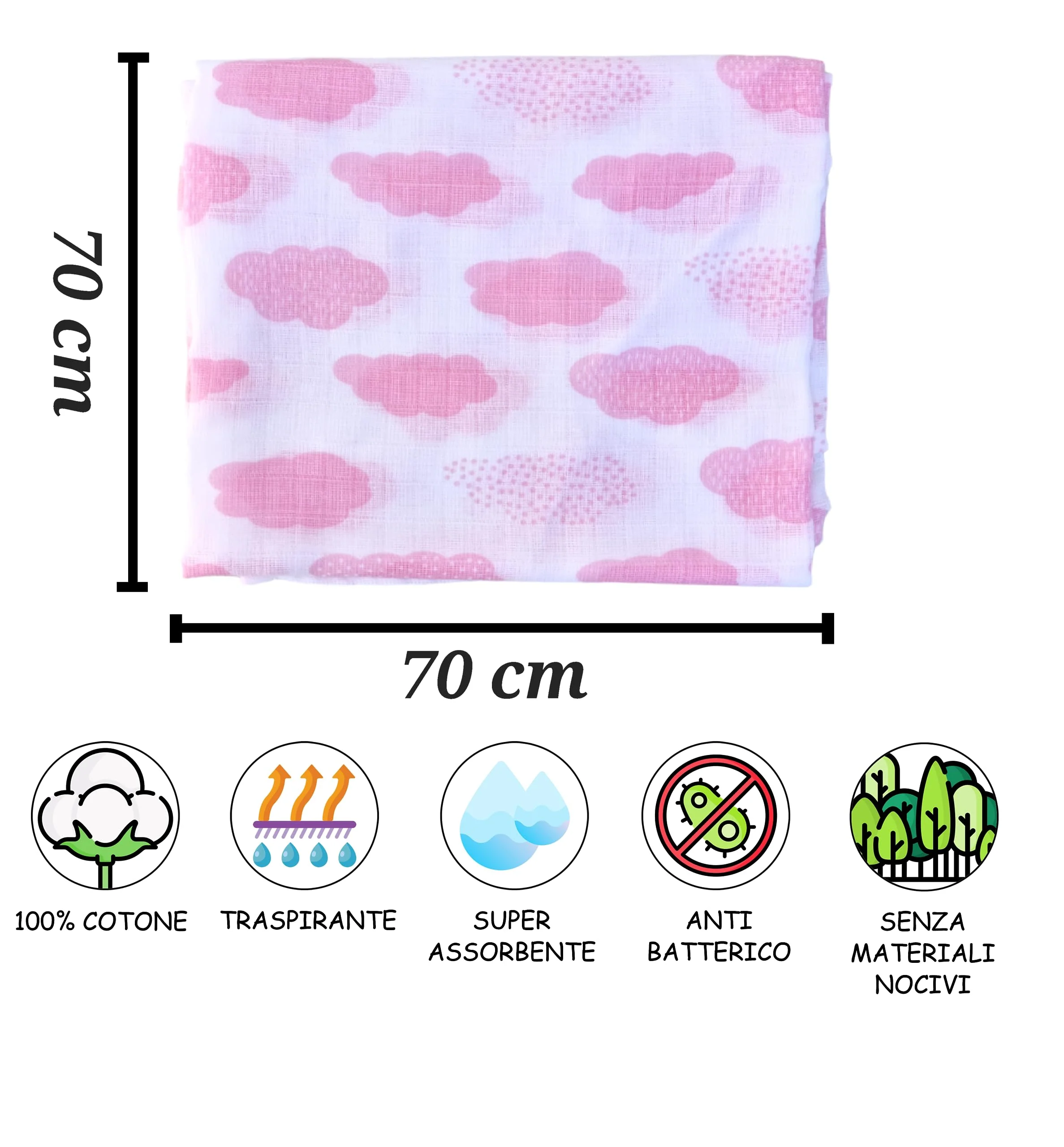 ELLEPI Mussole Neonato in Cotone e Bamboo - Set Completo per Nascita e Bagnetto - immagine 7