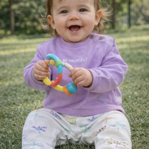 Completo  2 pezzi CHICCO primaverile con felpa lilla e pantaloncino panna con libellule colorate