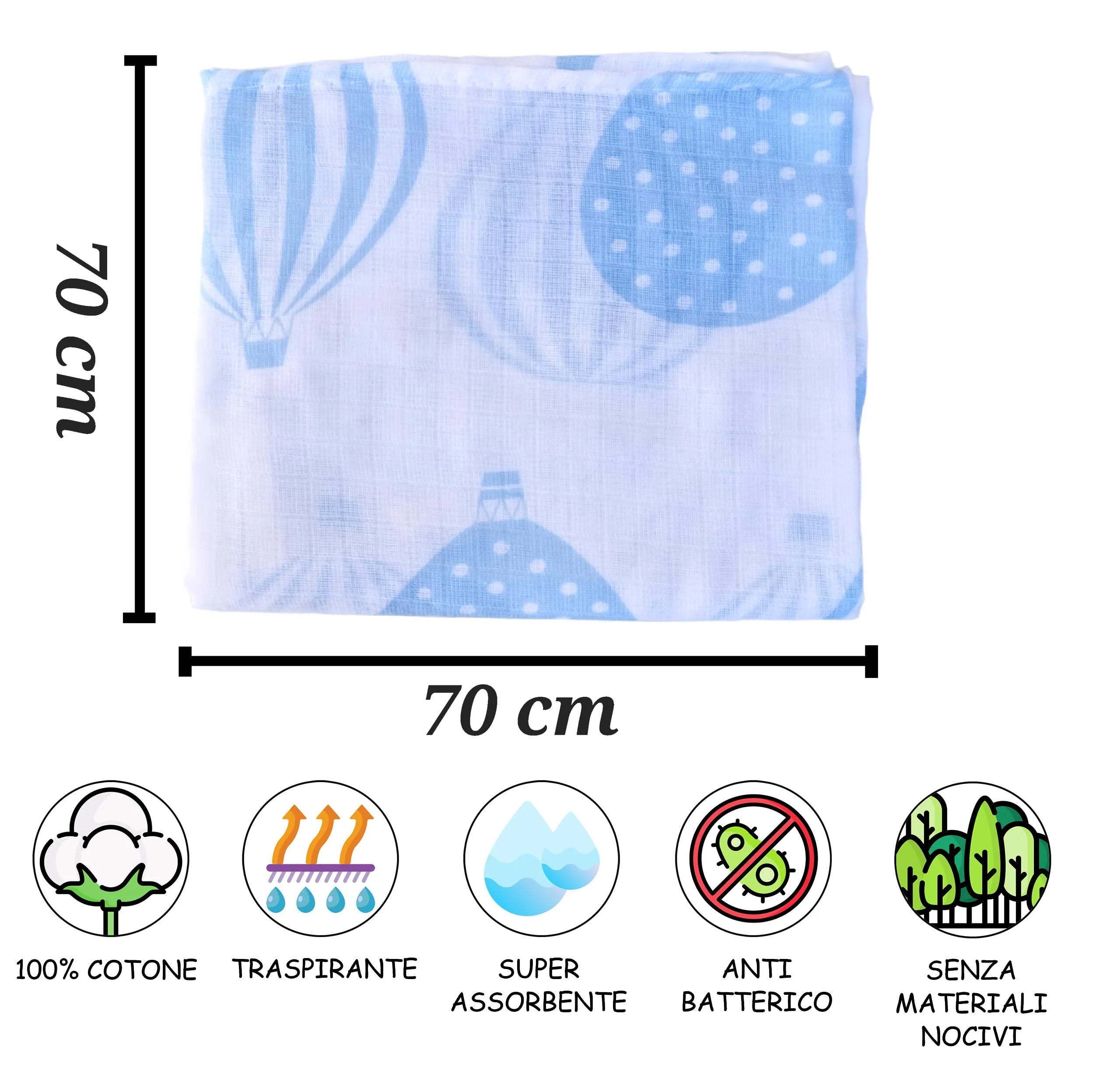 ELLEPI Mussole Neonato in Cotone e Bamboo - Set Completo per Nascita e Bagnetto - immagine 4