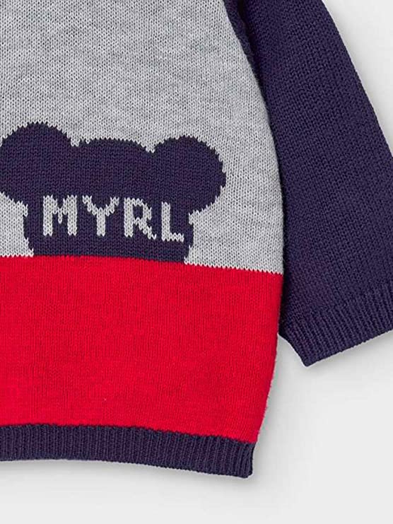 Completo invernale MAYORAL per neonato, maglioncino multicolor + pantalone blu - immagine 4