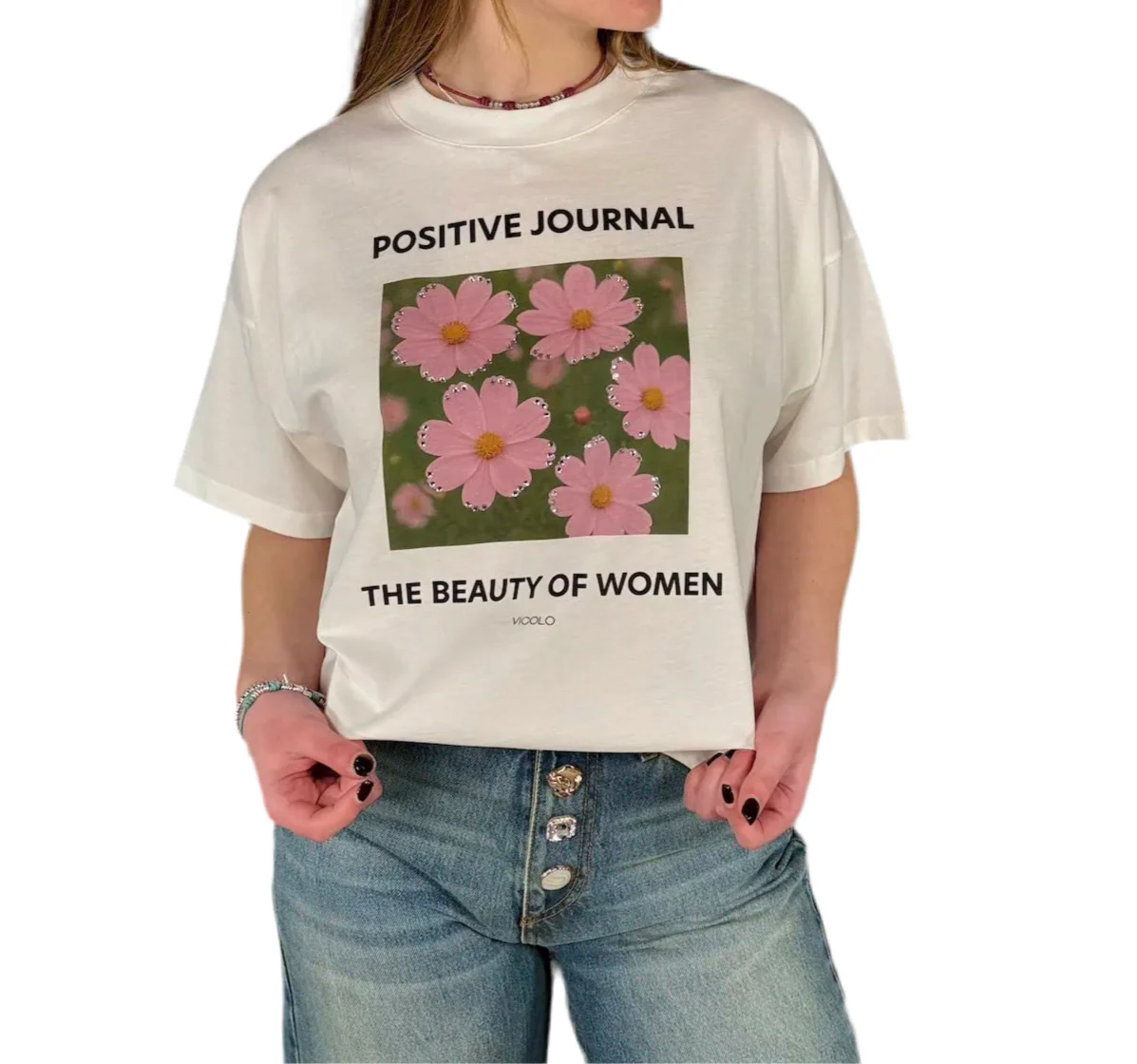 Vicolo donna t-shirt RD0834 E25 PANNA