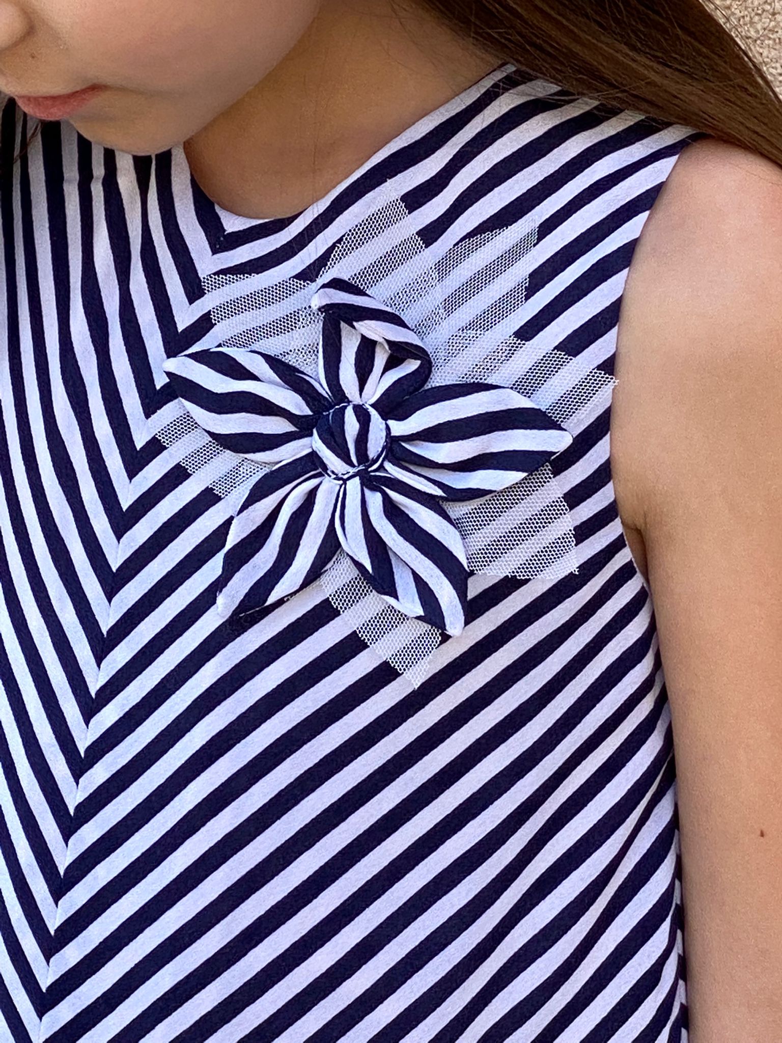 Abito in chiffon CHICCO per bambina fantasia a righe bianche e blu - immagine 5