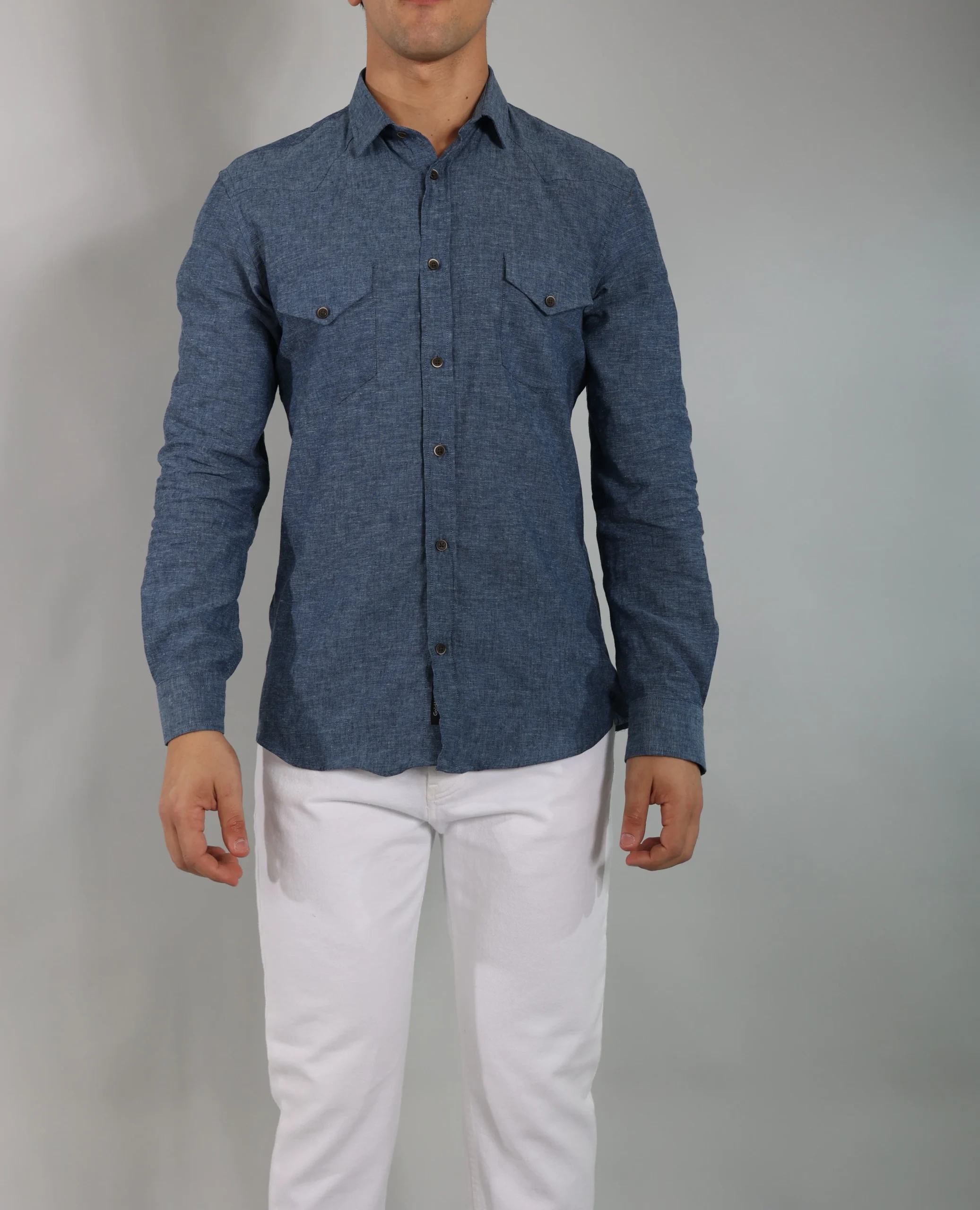 Gold Rush uomo camicia LINOTEXASSC/44 denim