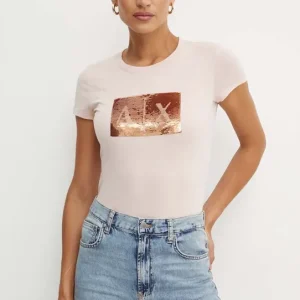 Armani Exchange donna t-shirt 8NYTDL YJ73Z U4105 rosa gold