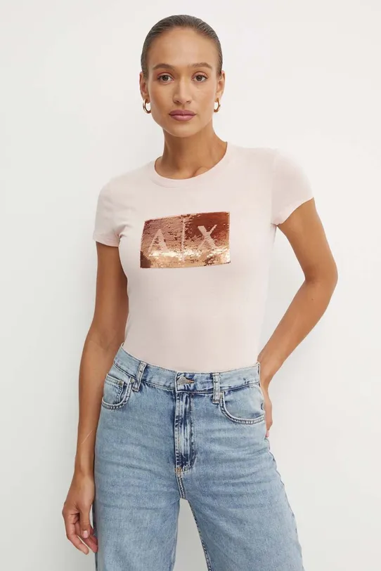 Armani Exchange donna t-shirt 8NYTDL YJ73Z U4105 rosa gold