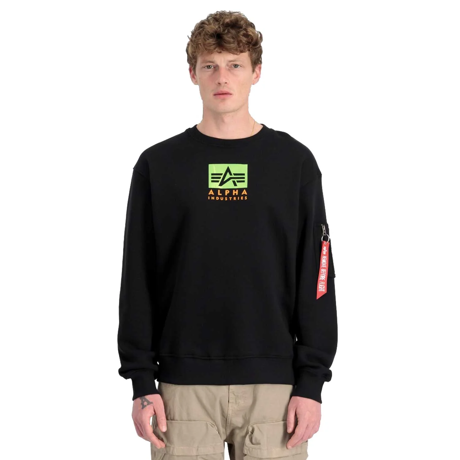 alpha industries uomo felpa satin logo 148311AI 03 Nero - immagine 2