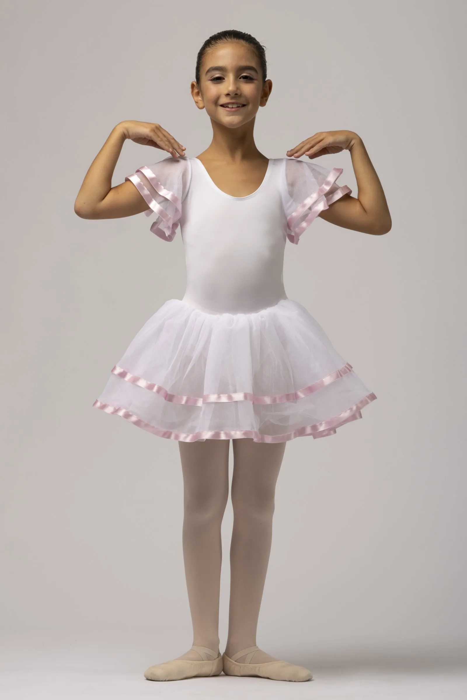 Body bambina con maniche e gonnellino mod. 447