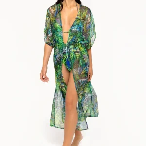 4giviness donna Kimono lungo bird of paradise FGCW3638
