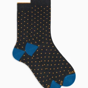 Calze corte uomo cotone grigio fantasia pois Gallo