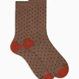 Calze corte uomo cotone beige fantasia pois Gallo