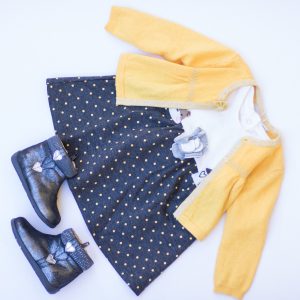 Completo abito + maglioncino giallo CHICCO per neonata