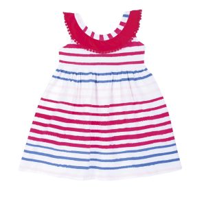 Abito prendisole CHICCO, fantasia a righe colorate e ricami