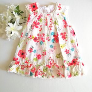 Abito CHICCO per neonata, in cotone fantasia floreale arancio