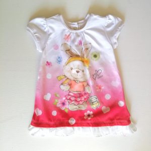 Abito CHICCO per neonata, in cotone, bianco con stampa centrale coniglietta