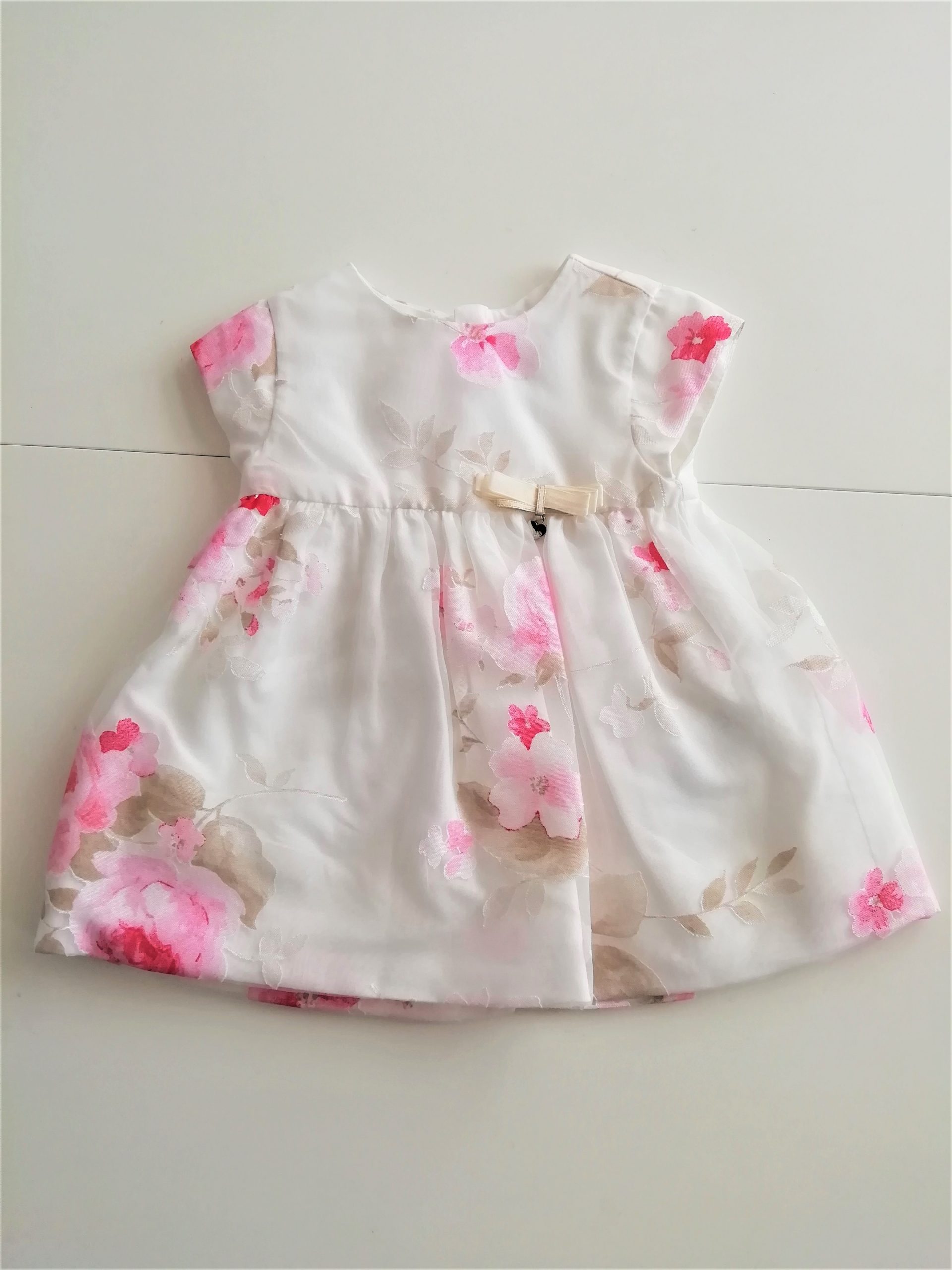 Abito Mayoral cerimonia, color avorio con fantasia floreale rosa - immagine 4