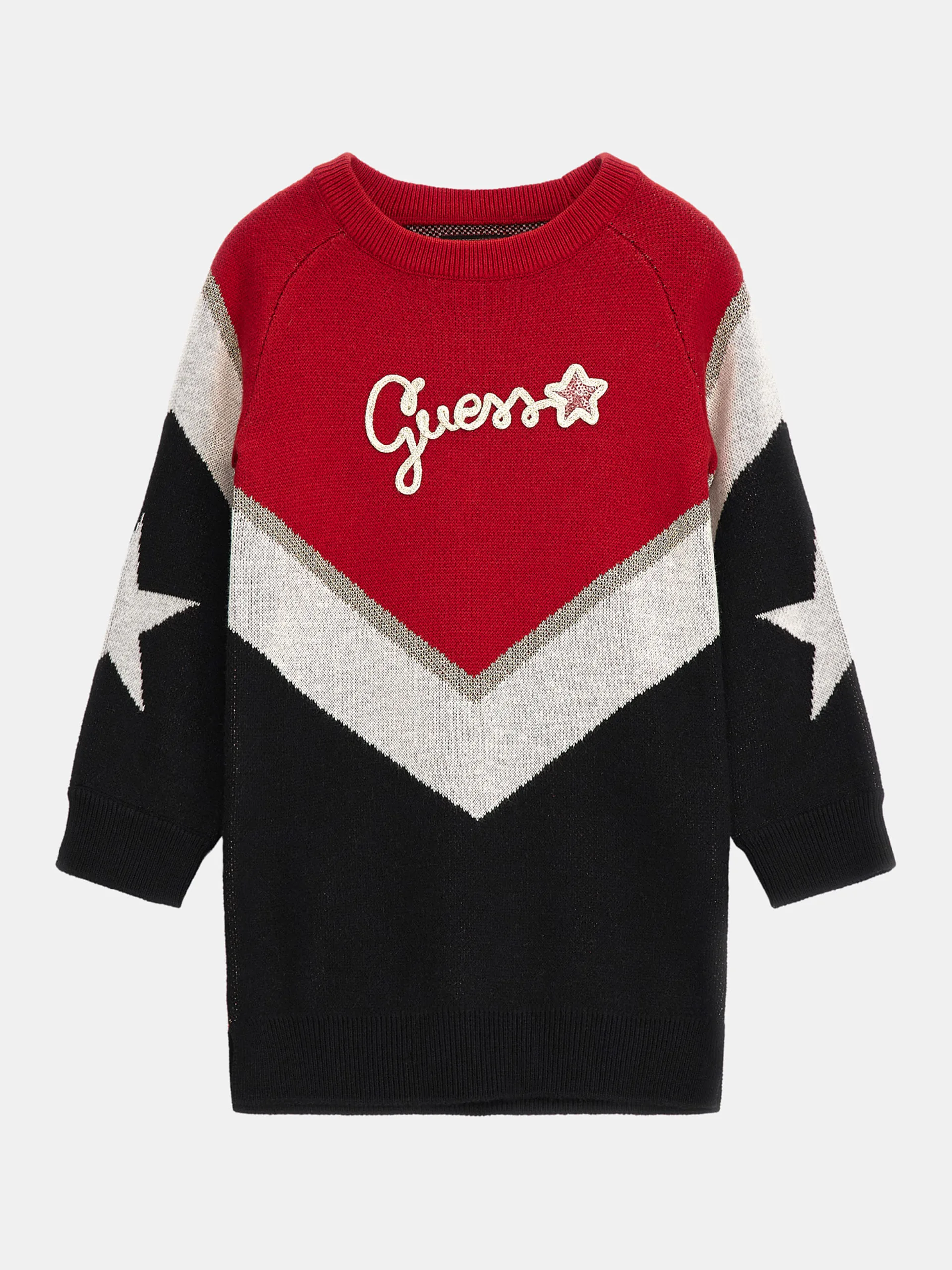 Miniabito GUESS Natale cerimonia per bambina in tricot nero rosso e panna - immagine 3