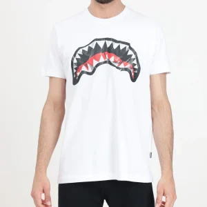 Sprayground uomo t-shirt Crumpled Shark SP421WHT Bianco