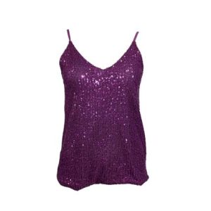 Susy Mix Donna Canotta Top Paillettes Viola 90243