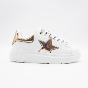 Shop Art Donna Scarpa Sneakers Kim Bianco e Oro SASS230210