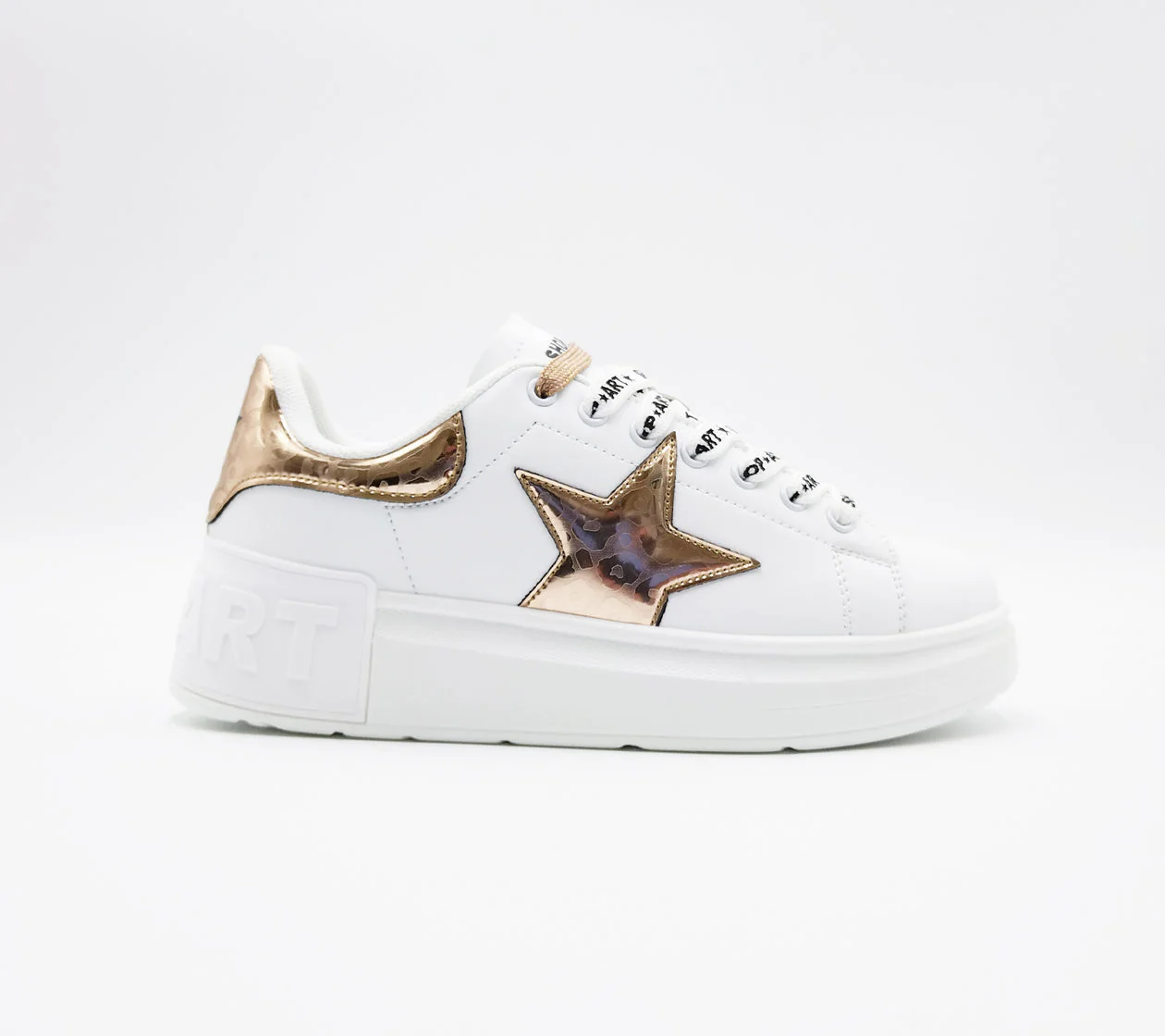 Shop Art Donna Scarpa Sneakers Kim Bianco e Oro SASS230210 - immagine 2